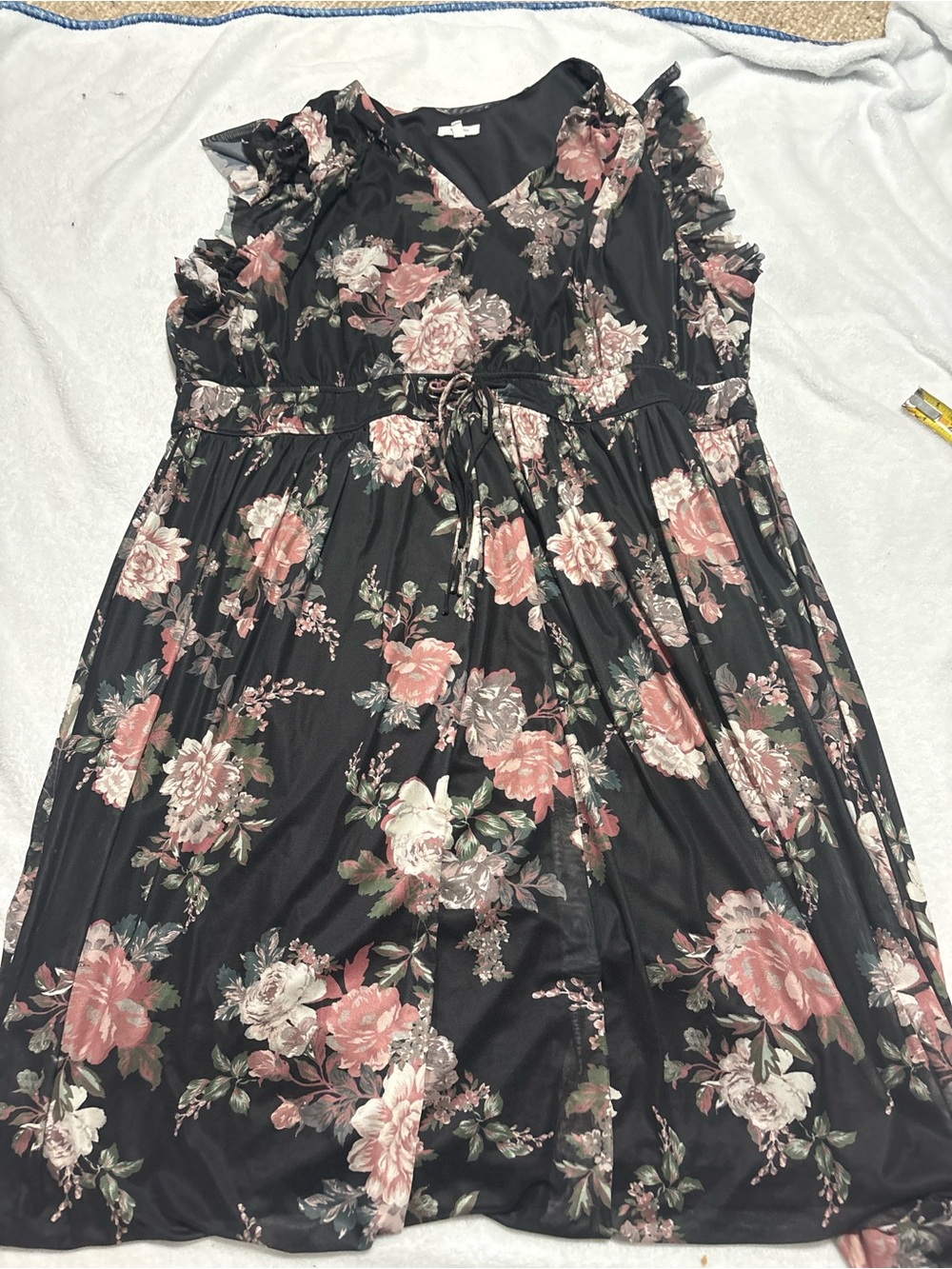 Maurices Black Midi Dress with Pink Floral Print